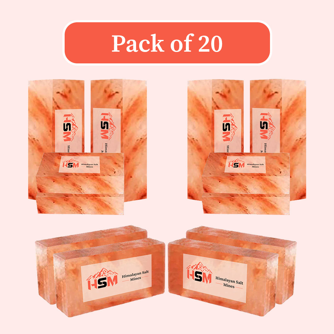 Himalayan salt bricks for a salt wall, pack of 20, 8x4x2 inches
