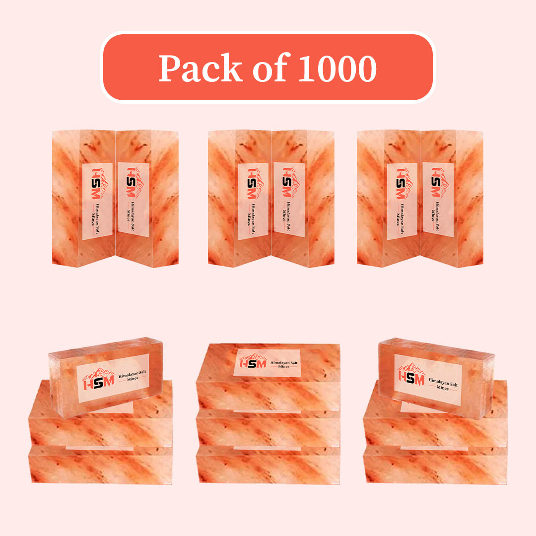 Stack of Himalayan pink salt bricks, pack of 1000, 8x4x2 inches
