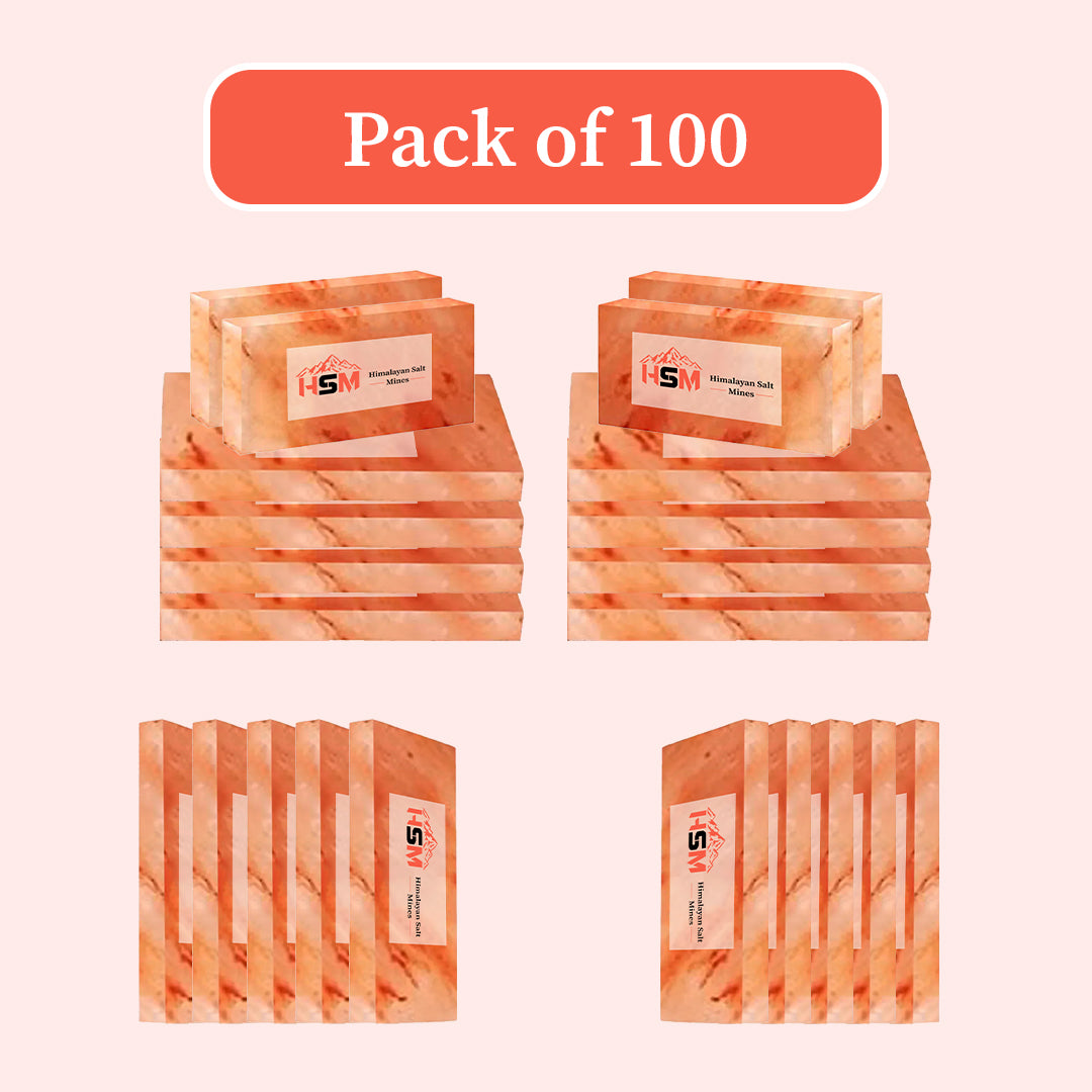 Bulk Himalayan pink salt tiles, wholesale pack of 100