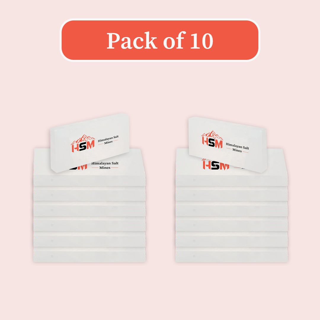 Wholesale white Himalayan salt tiles, pack of 10, 8x4x1 inches
