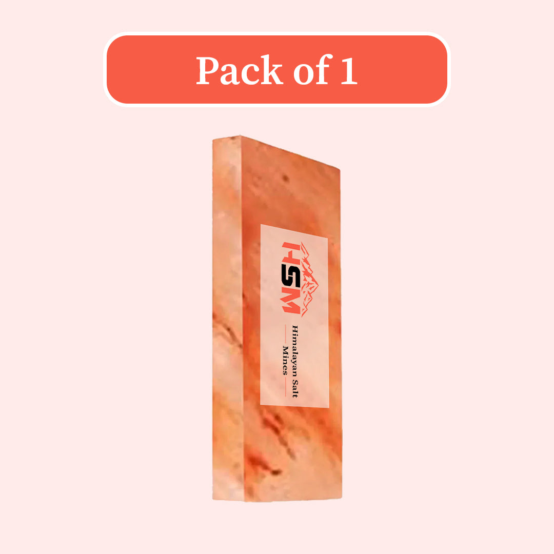 Single Himalayan pink salt tile for a salt room, 8 x 4 x 0.75 inches