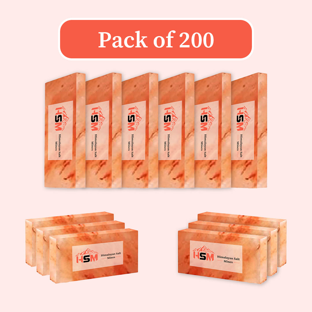 Himalayan pink salt tiles, bulk pack of 200, 8x4x0.75 inches