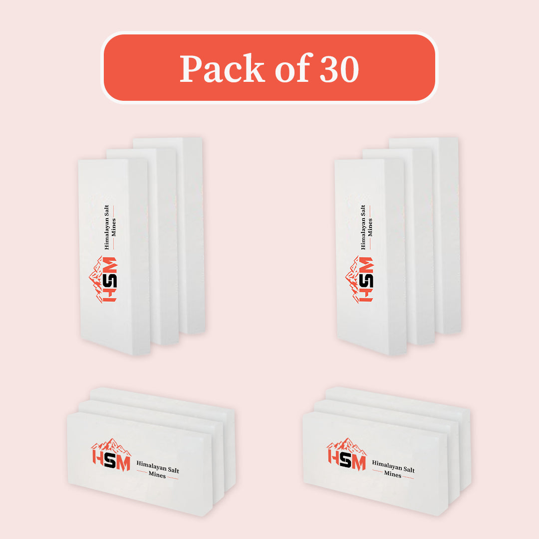 Wholesale white Himalayan salt tiles, pack of 30, 8x4x1 inches