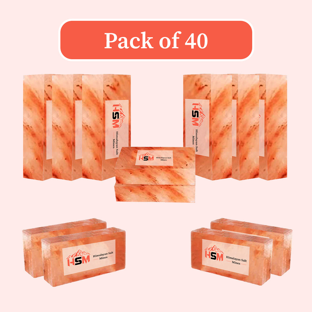 Wholesale Himalayan salt bricks for a salt wall, pack of 40, 8x4x2 inches