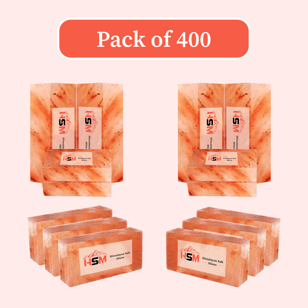 Wholesale Himalayan pink salt bricks, pack of 400, 8x4x2 inches