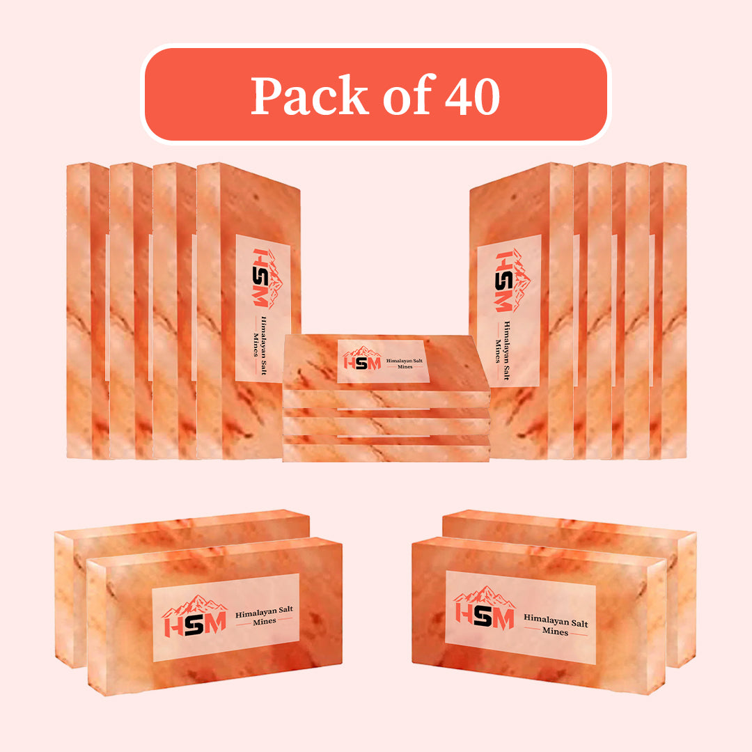 Wholesale Himalayan salt tiles, pack of 40, 8x4x0.75 inches