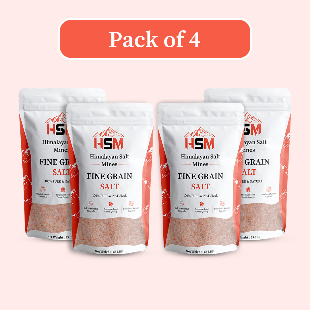 Pink Fine Grain Salt Pack of 4- for Salt Therapy Rooms (55 lbs)